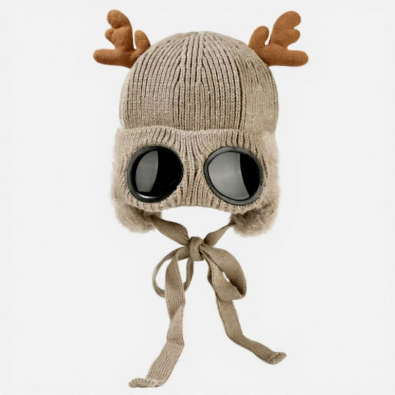 Plusock Antler Goggle Aviator Beanie - Khaki - One Size - image 11