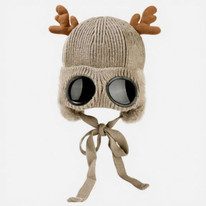 Plusock Antler Goggle Aviator Beanie - Khaki - One Size - image 11