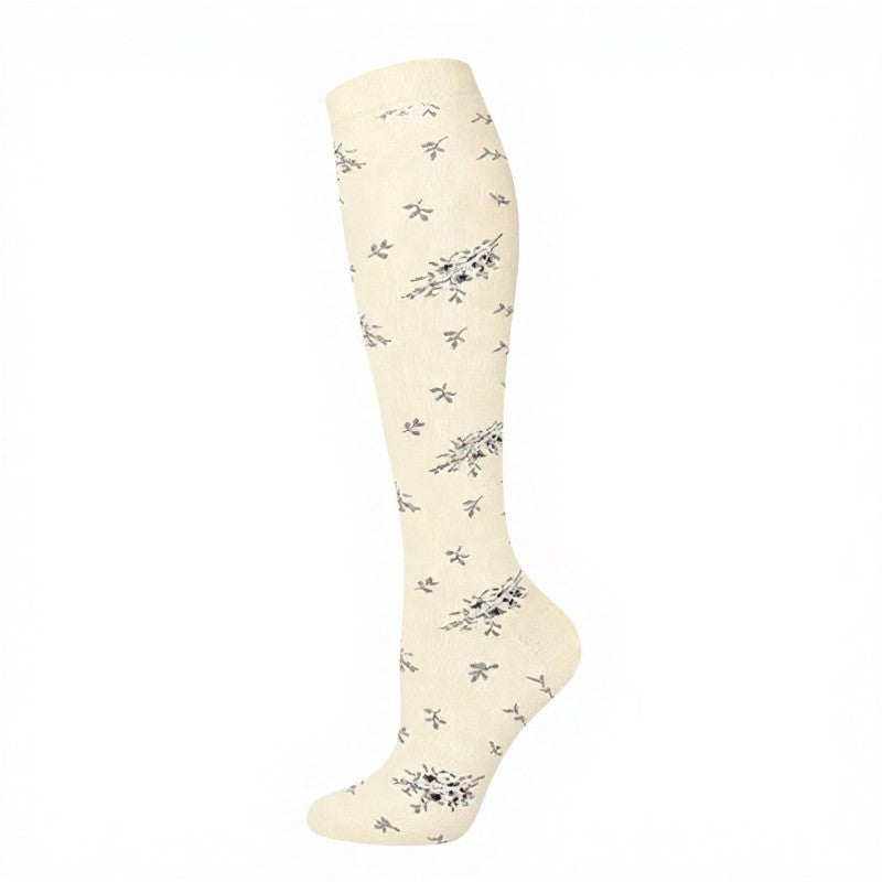 Plusock Polka Dot Flower Compression Socks (4 Pairs) - Beige - S/M - image 6