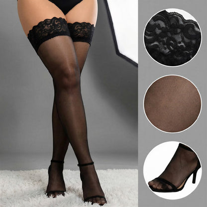 Plusock Lace Top Thigh High Stockings(3 Pairs) - image 2
