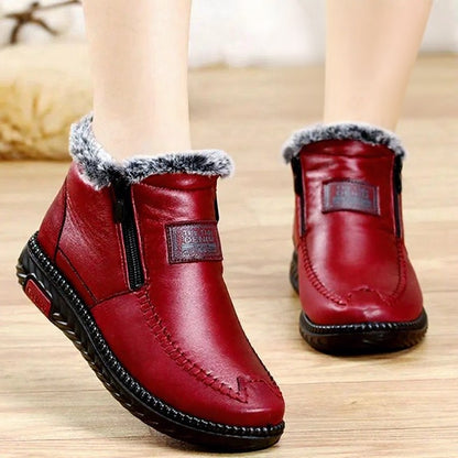 Plusock Plus Size Faux Fur Lined Side Zip Winter Slippers - Wine - 41 - image 1