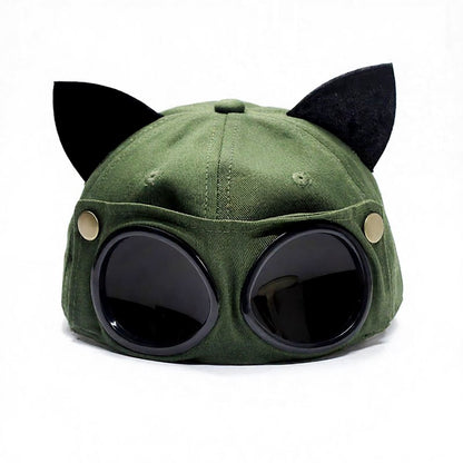 Plusock Goggle Accent Cat Ear Hat - Army Green - One Size - image 3