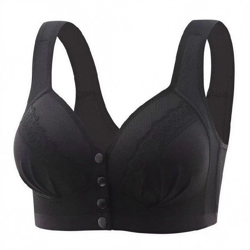 Plusock Front Closure Support Wireless Bra - Black - 46 - image 1