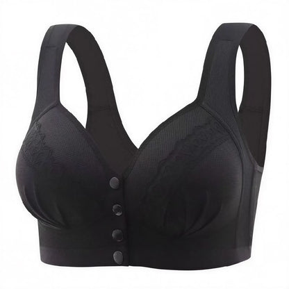 Plusock Front Closure Support Wireless Bra - Black - 46 - image 1