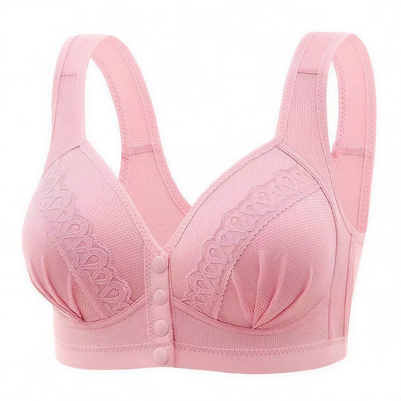 Plusock Front Closure Support Wireless Bra - Pink - 46 - image 0