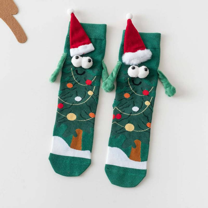 Plusock Christmas Tree Knit Hand Holding Quarter Socks - A - EU36-42(US3-8.5) - image 2