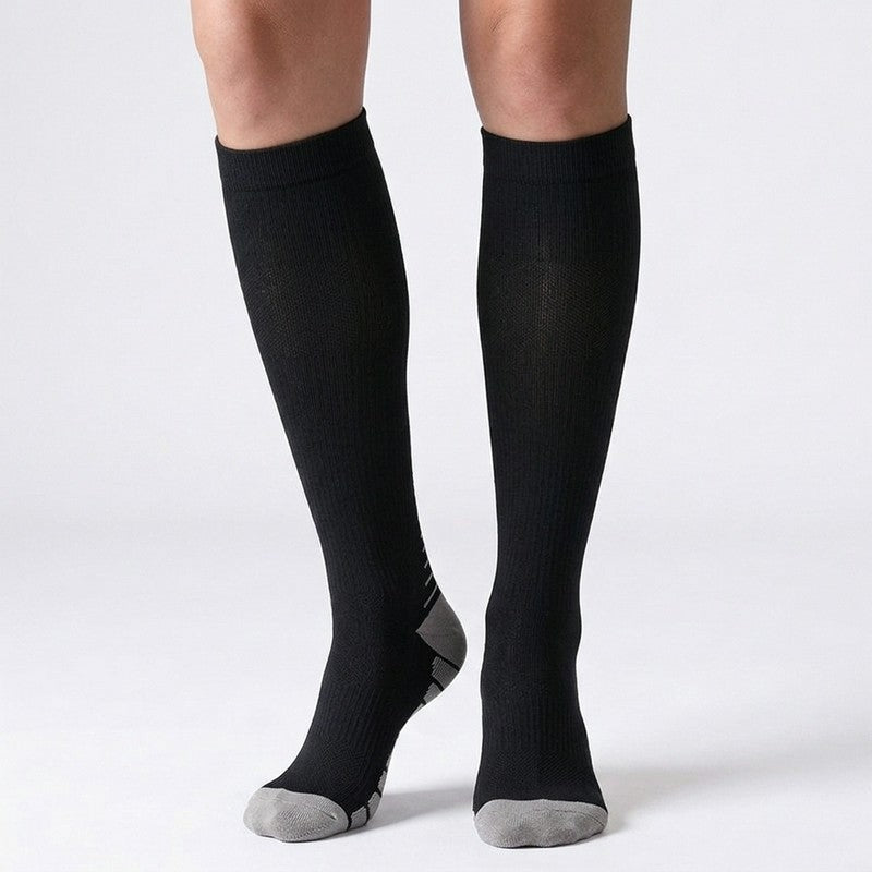 Plusock Solid Color Arrow Pattern Compression Socks(5 Pairs) - Black - S/M - image 9