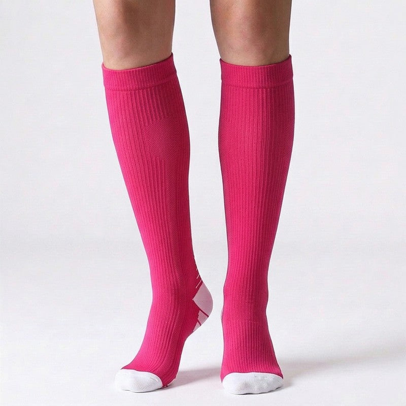 Plusock Solid Color Arrow Pattern Compression Socks(5 Pairs) - Rose - S/M - image 6