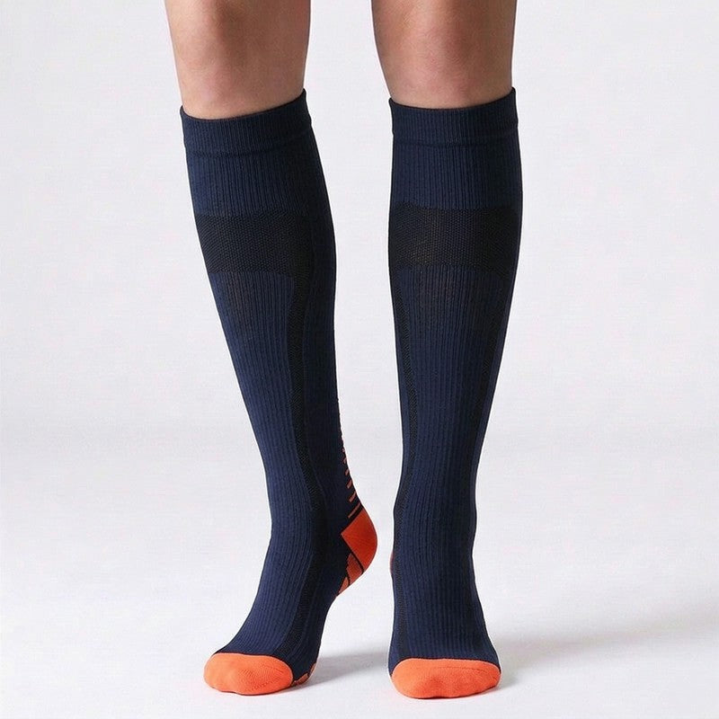 Plusock Solid Color Arrow Pattern Compression Socks(5 Pairs) - Dark Blue - S/M - image 5