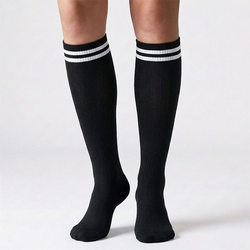 Plusock Varsity Striped Compression Socks(4 Pairs) - Black - S/M - image 1