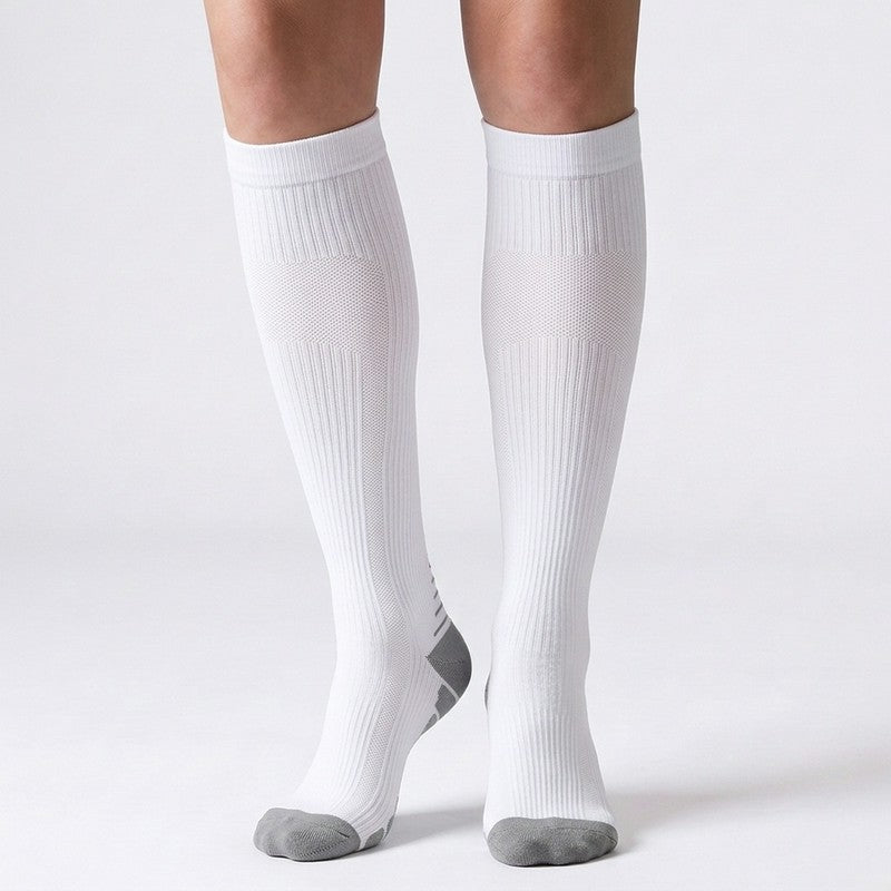 Plusock Solid Color Arrow Pattern Compression Socks(5 Pairs) - White - S/M - image 1