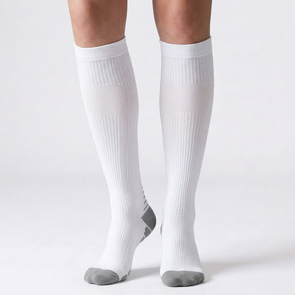 Plusock Solid Color Arrow Pattern Compression Socks(5 Pairs) - White - S/M - image 1