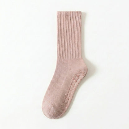 Plusock Soft Ribbed Cotton Blend Yoga Socks(4 Pairs) - Pink - EU35-40(US2-7) - image 5
