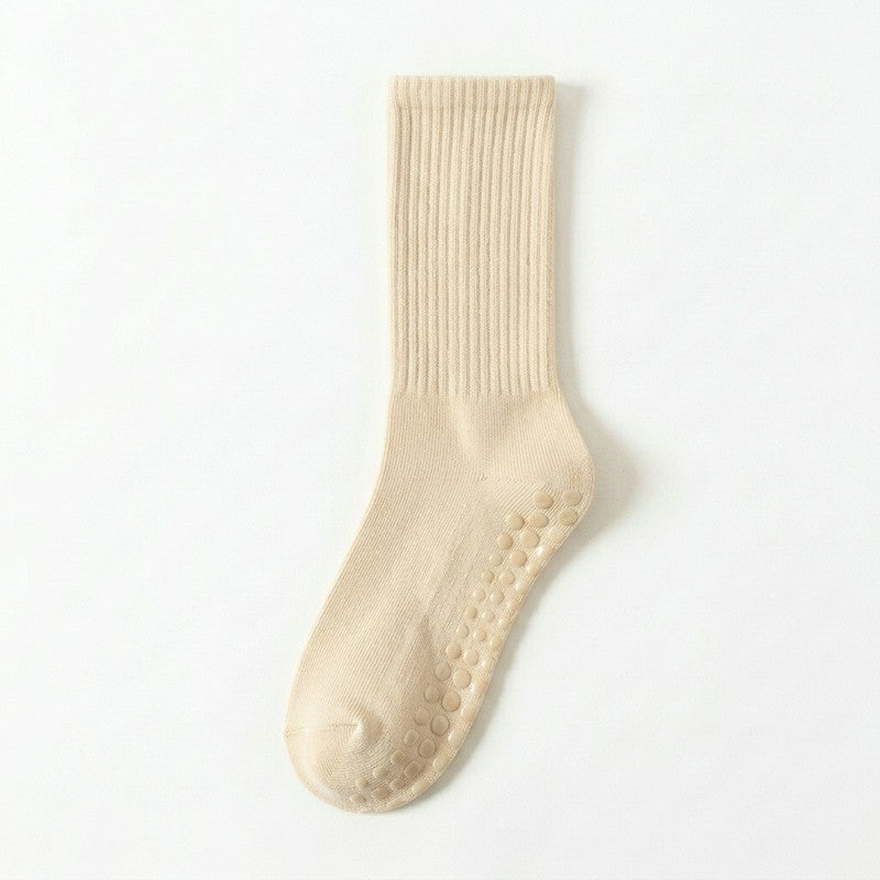 Plusock Soft Ribbed Cotton Blend Yoga Socks(4 Pairs) - Beige+Yellow+Purple+Black - EU35-40(US2-7) - image 4