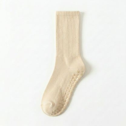 Plusock Soft Ribbed Cotton Blend Yoga Socks(4 Pairs) - Beige+Yellow+Purple+Black - EU35-40(US2-7) - image 4