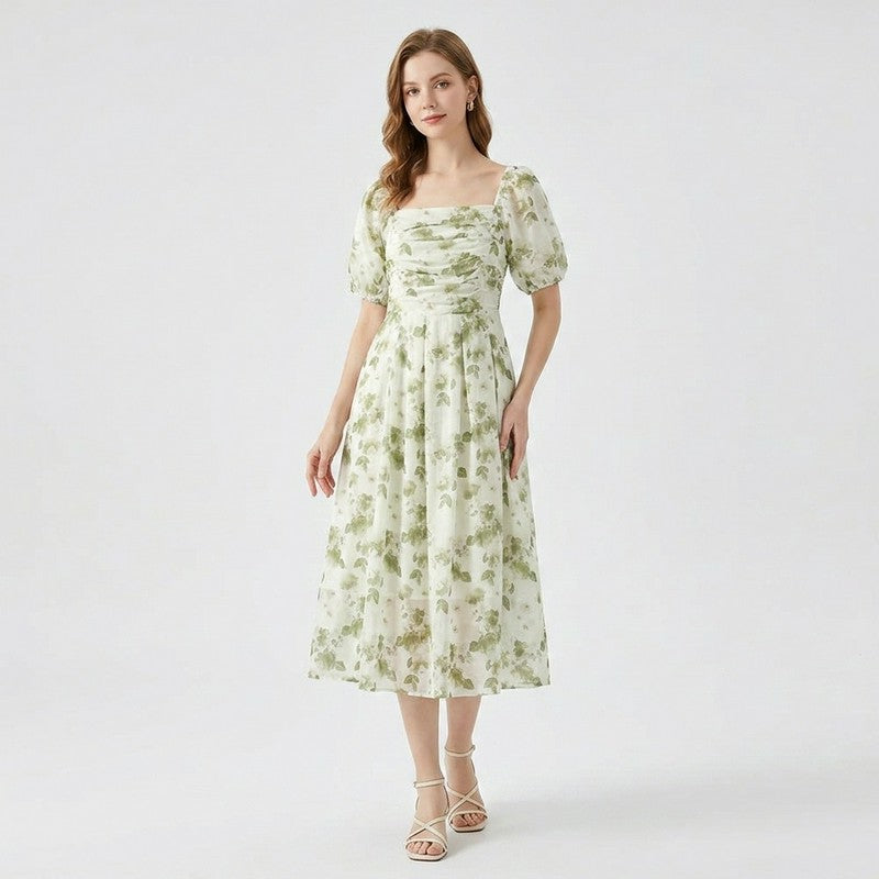 Plusock Botanical Square Neck Midi Dress - image 1