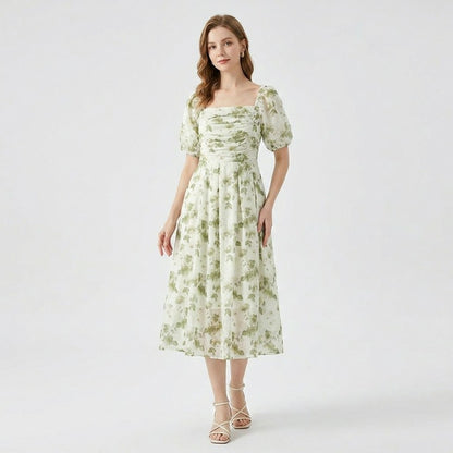 Plusock Botanical Square Neck Midi Dress - image 1