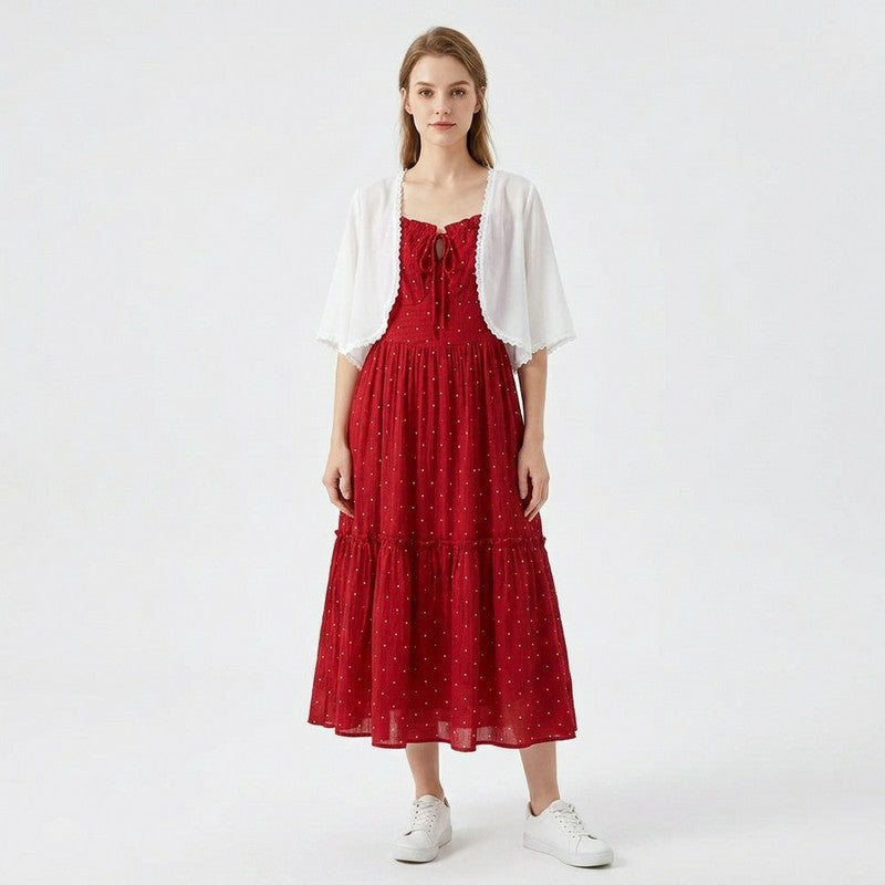 Plusock Romantic Ditsy Dot Dress Two Piece Set - image 3