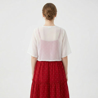 Plusock Romantic Ditsy Dot Dress Two Piece Set - image 5