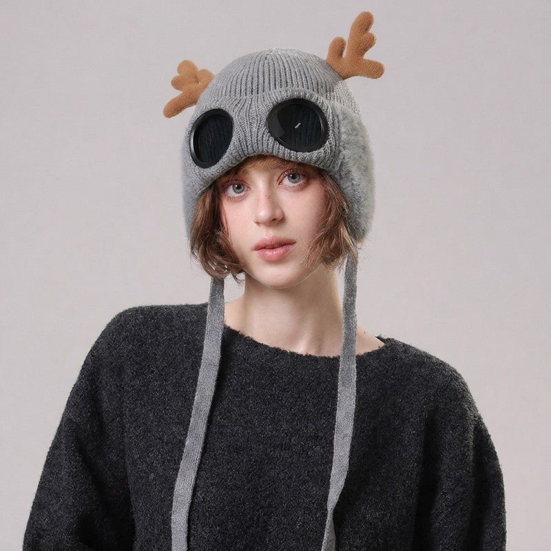 Plusock Antler Goggle Aviator Beanie - image 3