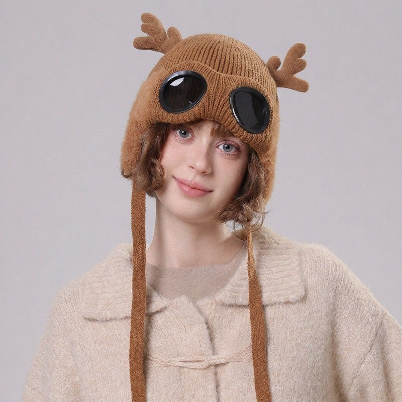 Plusock Antler Goggle Aviator Beanie - image 1