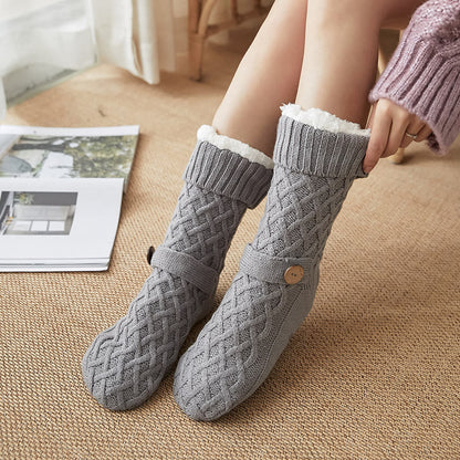 Plusock Christmas Wool Cozy Home Slipper Socks - Light Gray - EU36-42(US3-8.5) - image 5