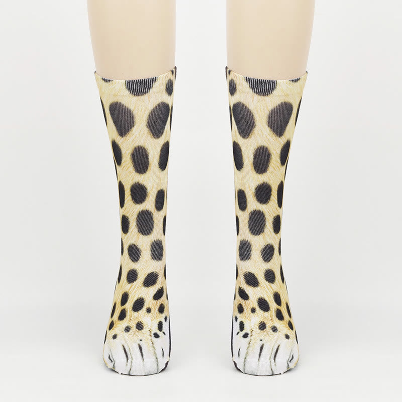 Plus Size Polar Bear Fox Leopard Paws Quarter Socks(3 Pairs)