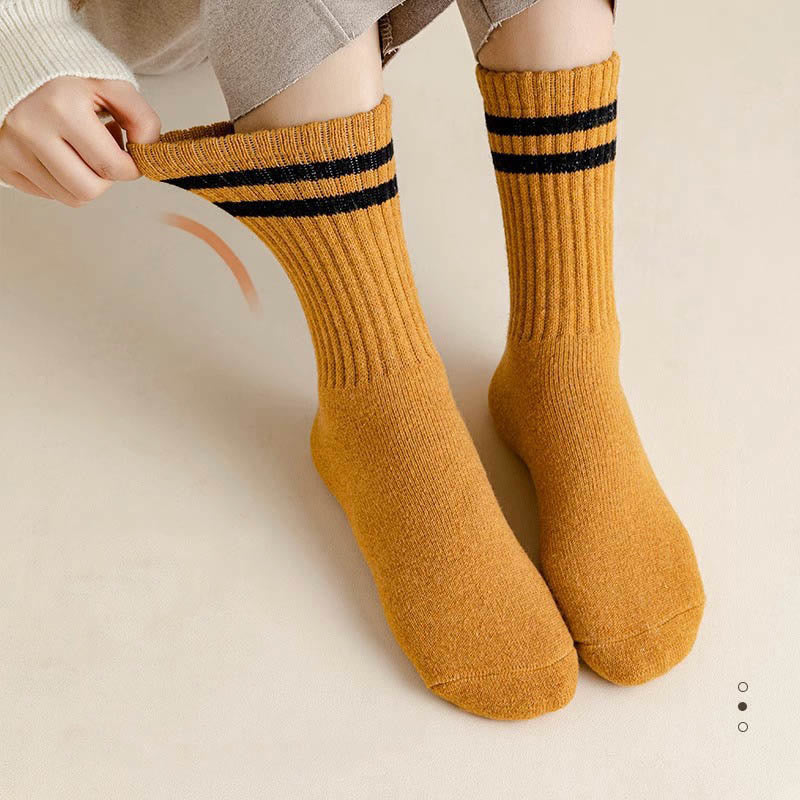 Plusock Striped Warm Wool Quarter Socks(5 Pairs) - image 1