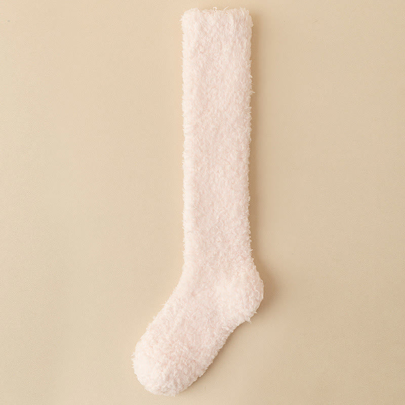 Plusock Plus Size Thickened Plush Knee High Socks(5 Pairs) - Light Pink - EU36-43(US3-9) - image 10