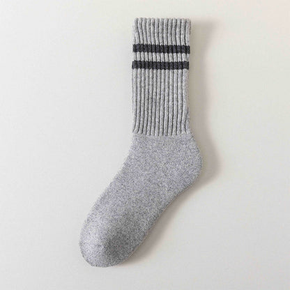 Plusock Striped Warm Wool Quarter Socks(5 Pairs) - Light Gray - EU36-44(US3-10) - image 8