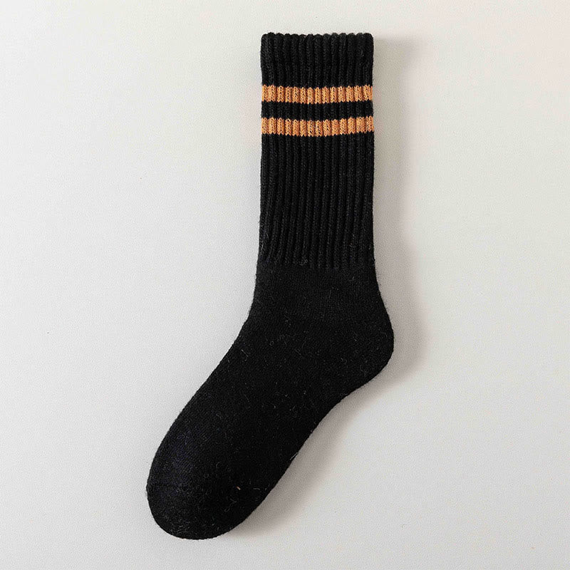 Plusock Striped Warm Wool Quarter Socks(5 Pairs) - Black - EU36-44(US3-10) - image 7
