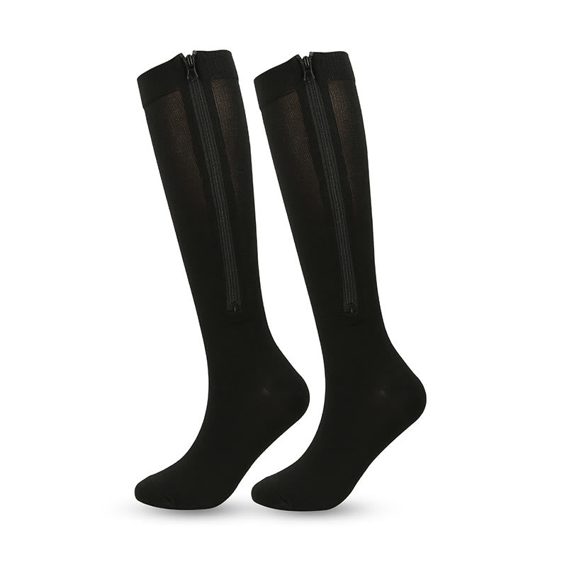 Plusock Zipper Knee High Compression Socks(3 Pairs) - Black - 2XL - image 2
