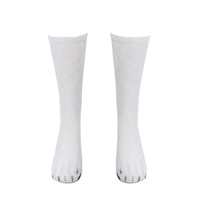 Plus Size Polar Bear Fox Leopard Paws Quarter Socks(3 Pairs)