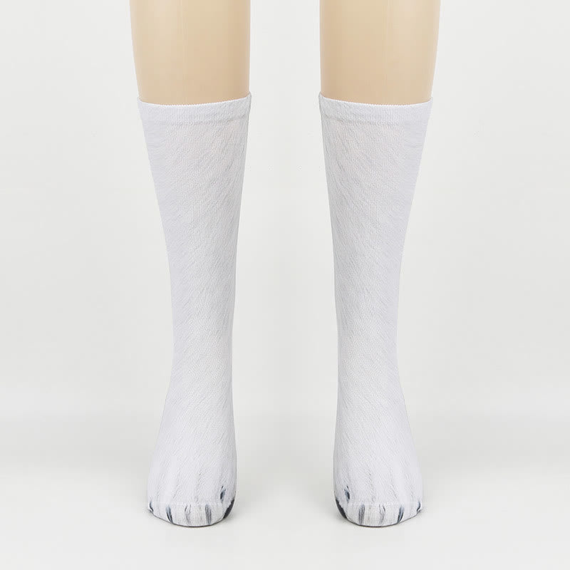 Plus Size Polar Bear Fox Leopard Paws Quarter Socks(3 Pairs)