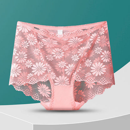Plus Size High-Waisted Floral Lace Panty(5 Pairs)