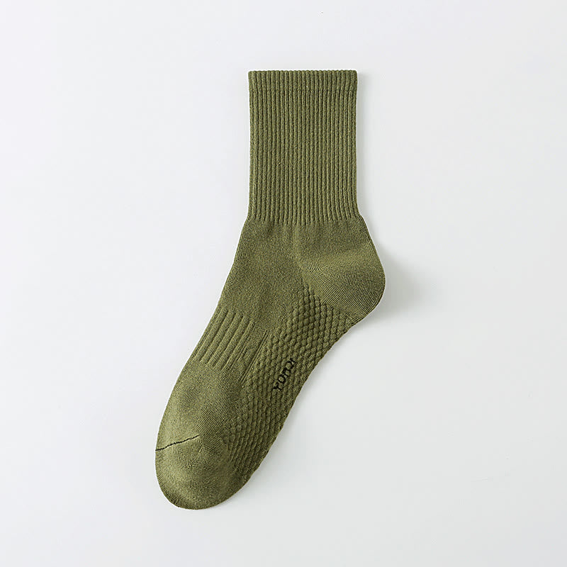 Plusock Solid Color Thickened Quarter Socks(5 Pairs) - Army Green - EU40-48(US7-13) - image 9