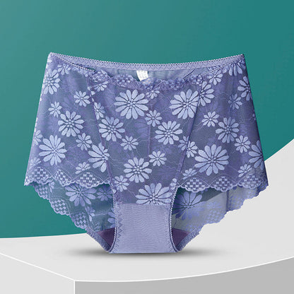 Plus Size High-Waisted Floral Lace Panty(5 Pairs)