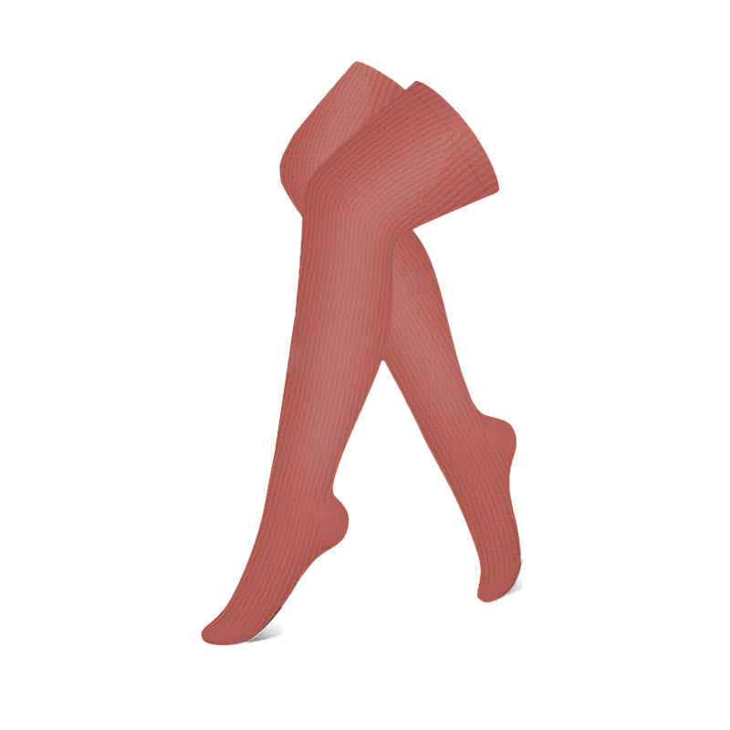 Pink Orange Beige Thigh High Compression Socks(3 Pairs)