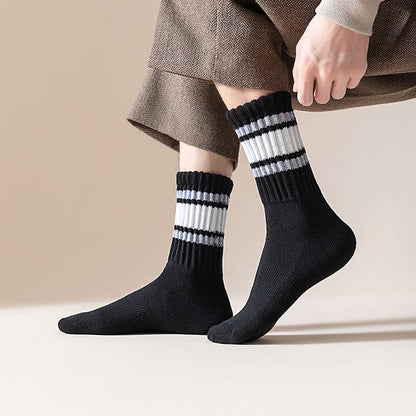 Plusock Plus Size Thickened Stripes Quarter Socks(7 Pairs) - image 2