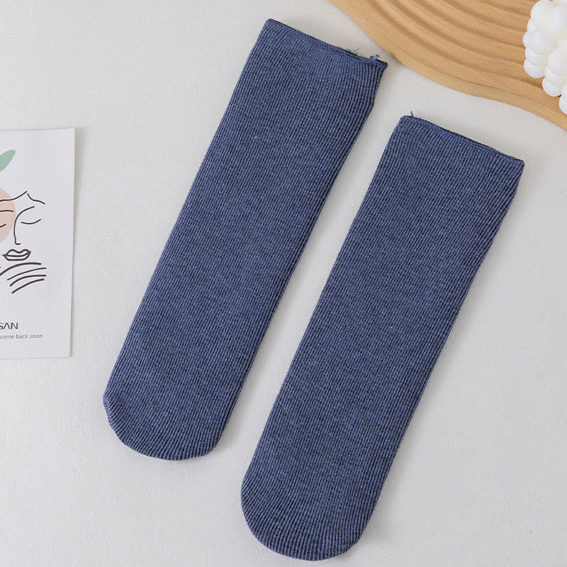Plusock Plus Size Solid Color Fleece Crew Socks(6 Pairs) - Blue - EU34-45(US1-11) - image 15