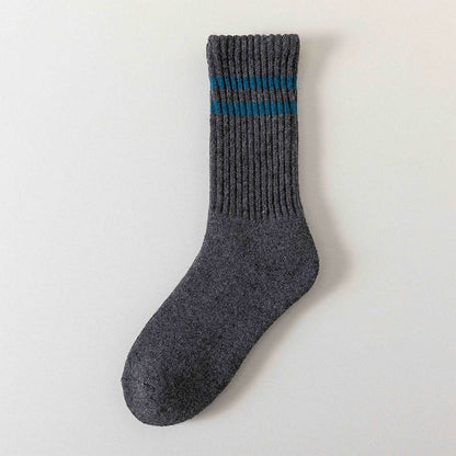 Plusock Striped Warm Wool Quarter Socks(5 Pairs) - Dark Grey - EU36-44(US3-10) - image 5