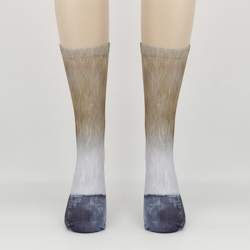 Plus Size Horse Eagle Tiger Paws Quarter Socks(3 Pairs)