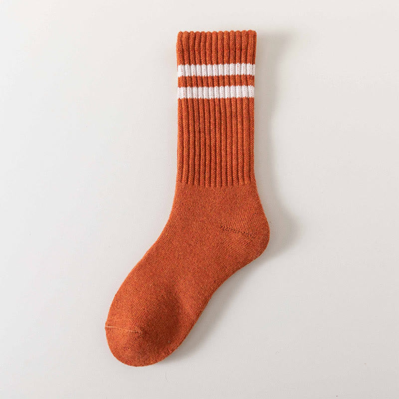 Plusock Striped Warm Wool Quarter Socks(5 Pairs) - Orange - EU36-44(US3-10) - image 4