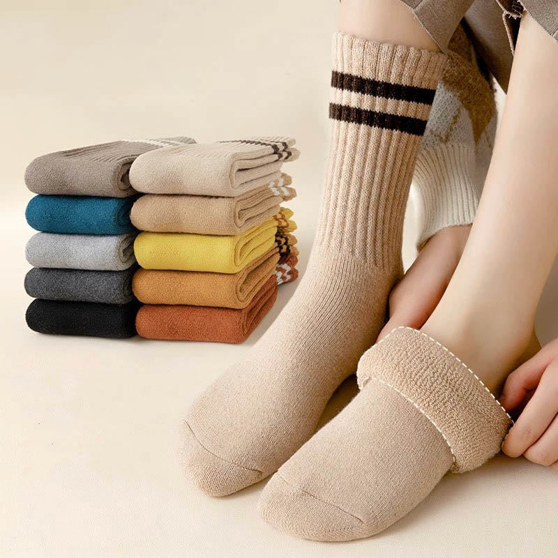 Plusock Striped Warm Wool Quarter Socks(5 Pairs) - image 2