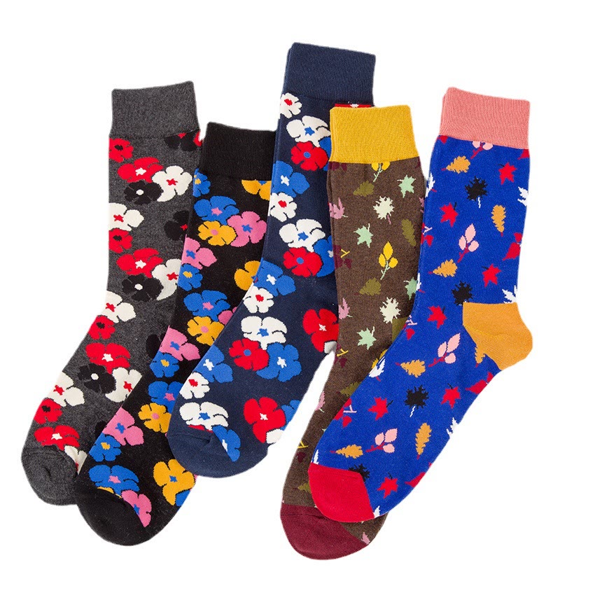 Plusock Plus Size Sakura Leaves Quarter Socks(5 Pairs)
