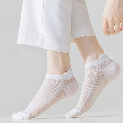 Plus Size Breathable Full Mesh Ankle Socks(7 Pairs)