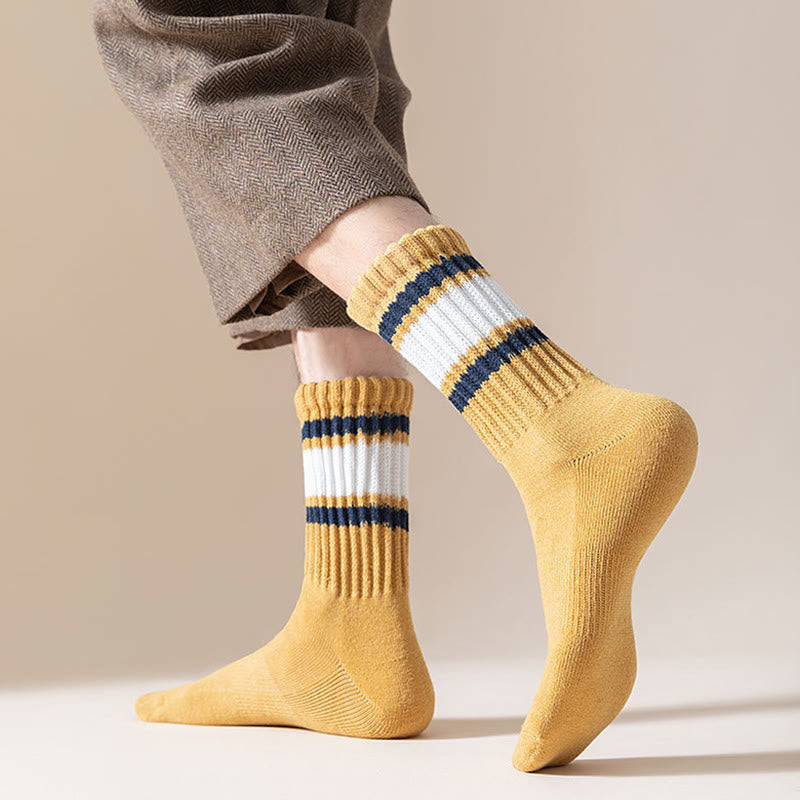 Plusock Plus Size Thickened Stripes Quarter Socks(7 Pairs) - image 1