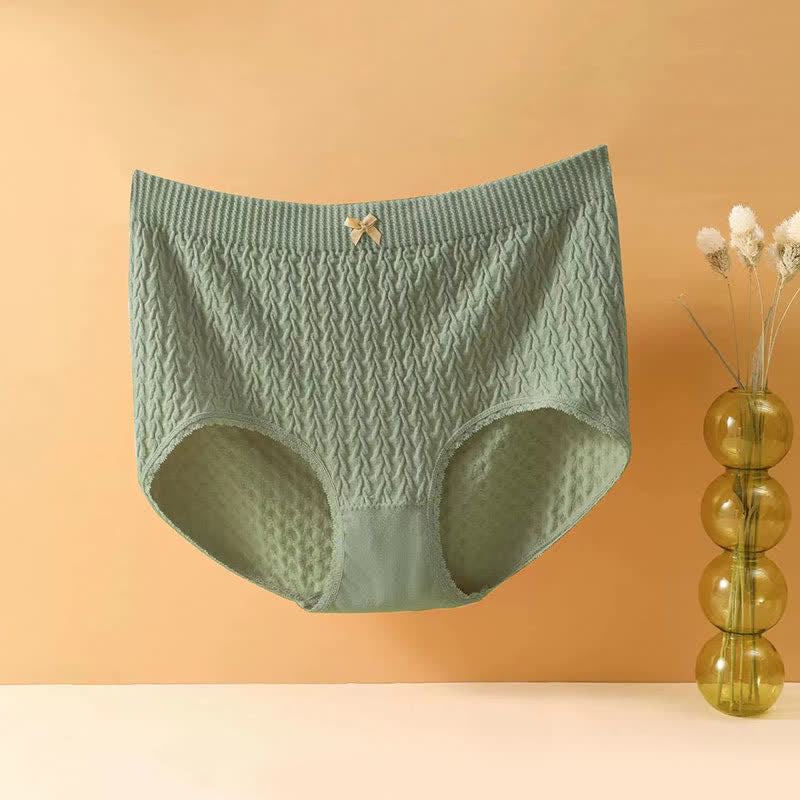 Plusock Plus Size High-Waisted Bow Tie Panty(5 Pairs) - Green - 4XL - image 14