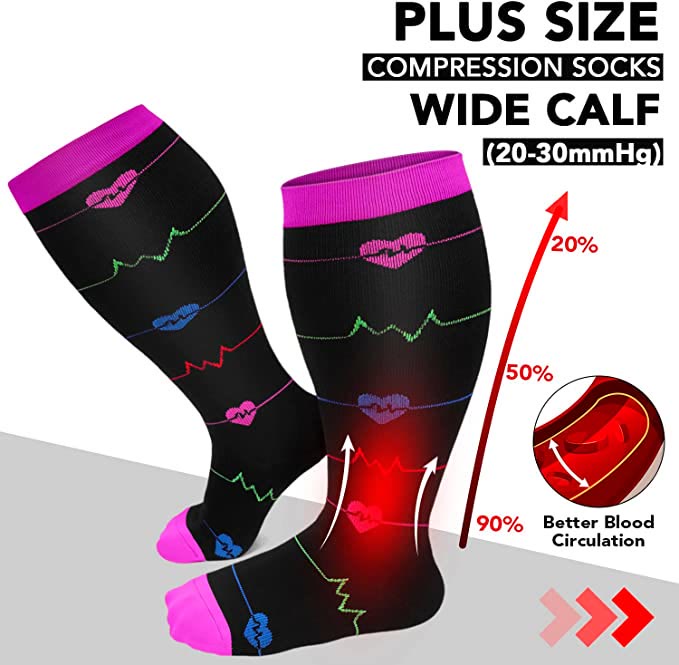 Plusock Colorful Pattern Plus Size Compression Socks 2XL-7XL - image 4