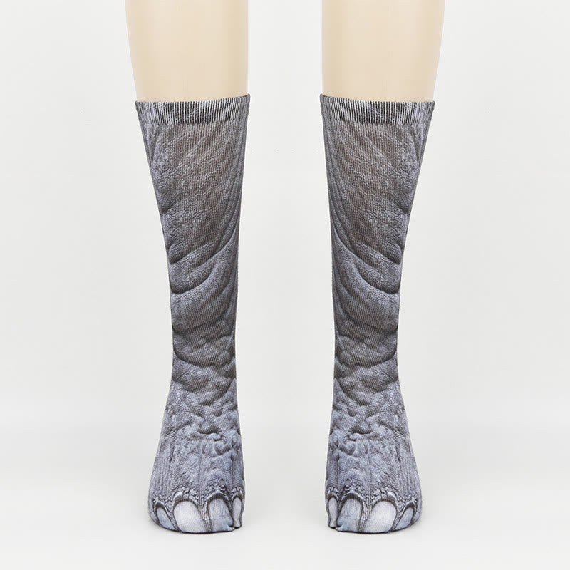 Plus Size Zebra Elephant Tiger Paws Quarter Socks(3 Pairs)